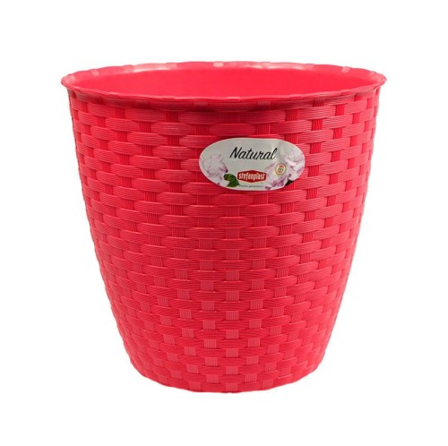 Przejdź do produktu Doniczka plastikowa czerwona 14cm osłonka rattan rattanowa STEFANPLAST