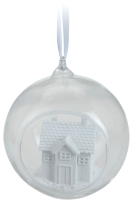 Przejdź do produktu Wiszący domek w szklanej kuli  8CM 122194 ozdoba 