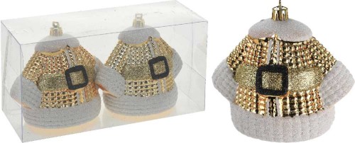 Przejdź do produktu Ozdoba wisząca strój Mikołaja złoty 2szt  282351 świąteczna