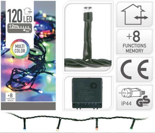 Przejdź do produktu Lampki sznur kolorowe 120 LED +8 trybów 12m 259742