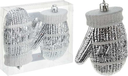 Przejdź do produktu Ozdoba wisząca rękawica srebrna 2SZT 10cm 282597 świąteczna
