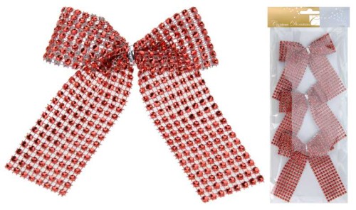 Przejdź do produktu Kokardy czerwone kokardki na choinkę 12cm 3szt 407161
