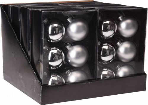 Przejdź do produktu Bombki szklane srebrne choinkowe 6szt 6,5cm 241723