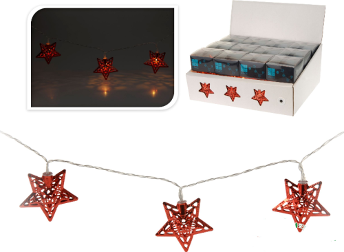 Przejdź do produktu Lampki na baterie 10 LED czerwone gwiazdki 706683