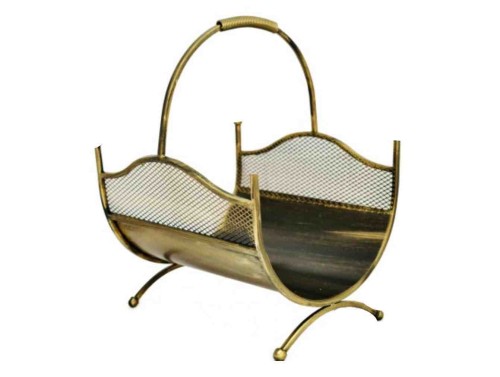 Przejdź do produktu Kosz na drewno kominkowe złota patyna 1121