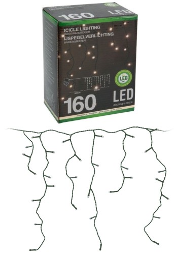 Przejdź do produktu Lampki choinkowe sople ciepły biały 160 LED 003448