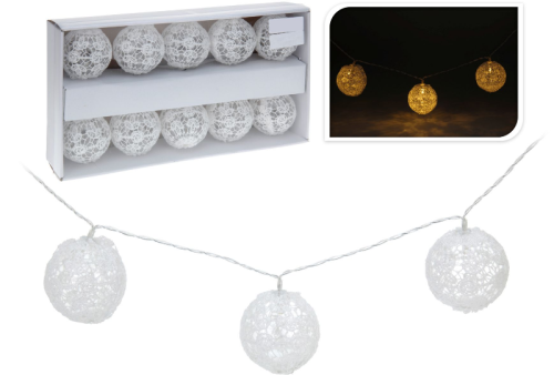 Przejdź do produktu Lampki białe kule 6cm 10LED koronka 523427