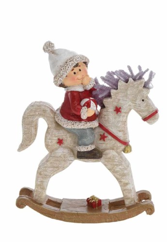 Przejdź do produktu Figurka koń na biegunach z dzieckiem 15cm ozdoba 676208