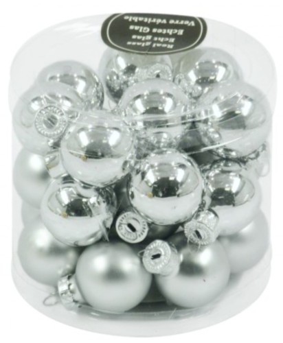 Przejdź do produktu Bombki szklane srebrne choinkowe 18szt 3cm 239669