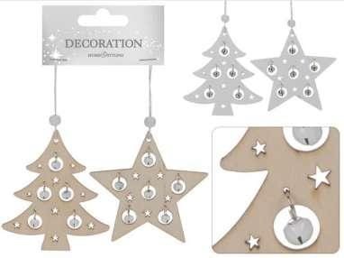 Przejdź do produktu Ozdoba drewniana na choinkę z dzwonkami 2szt 558542 