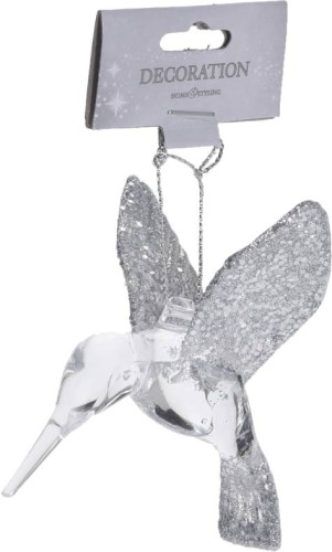 Przejdź do produktu Ptak srebrny 7cm wiszący plastikowy 690286 ozdoby świąteczne