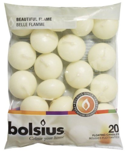 Przejdź do produktu Świece świeczki pływające kremowe 20szt Bolsius 