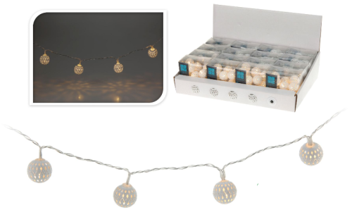 Przejdź do produktu Lampki na baterie białe kule 10 LED 706621