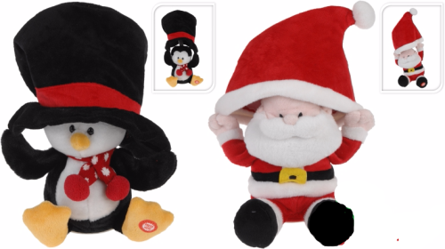 Przejdź do produktu Śpiewający pluszowy Pingwin Mikołaj  351426 zabawka świąteczna 