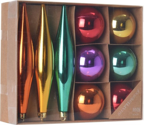 Przejdź do produktu Ozdoby choinkowe sople bombki 9szt kolorowe 722291