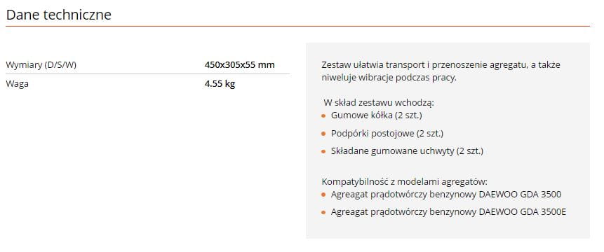 Zestaw transportowy DAEWOO DAWK 20