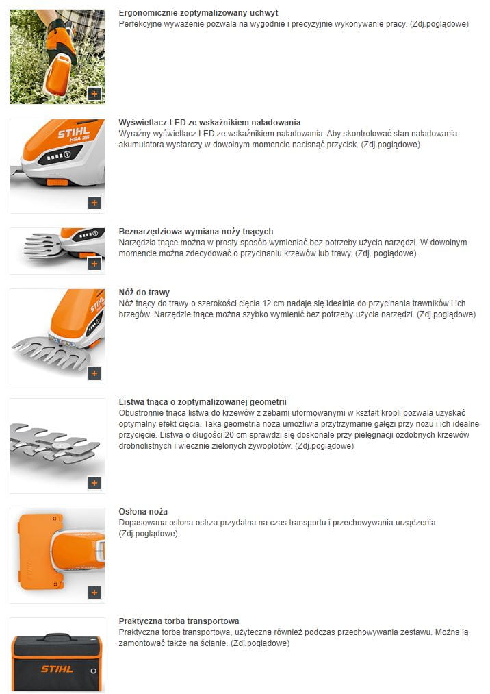 nożyce stihl hsa 26 wyposażenie standardowe